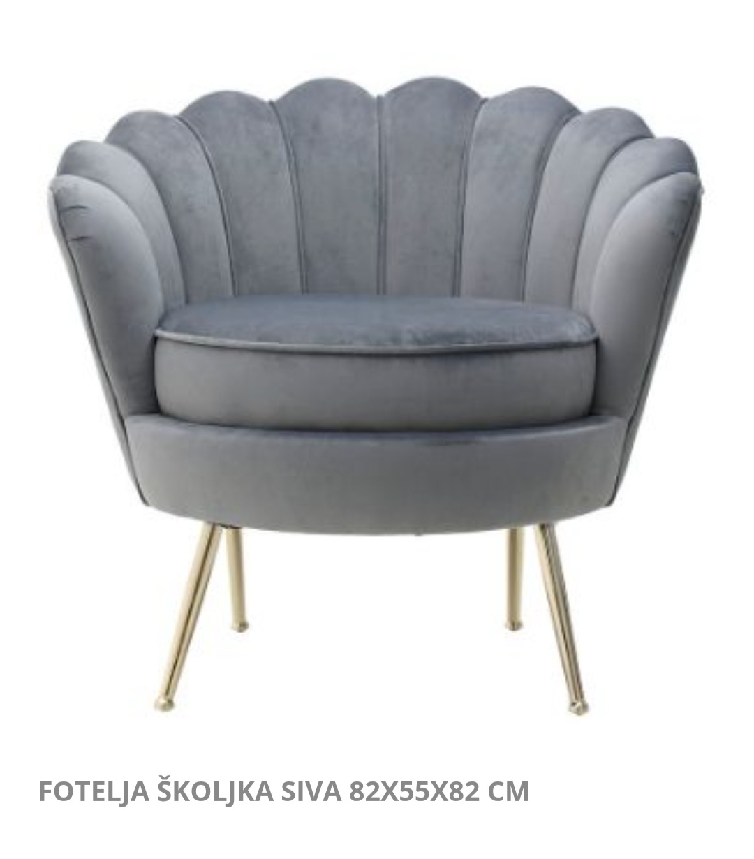 Fotelja školjka siva 